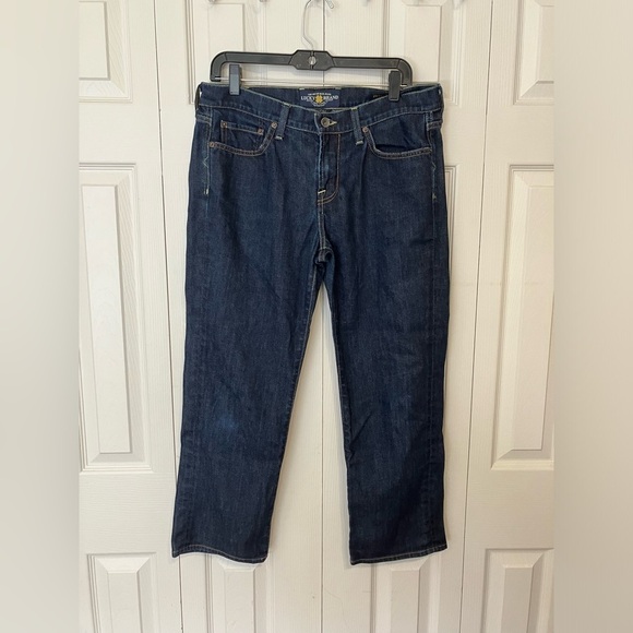 Lucky Brand Jeans Women’s Sz 12 Mid Rise Dark Wash Straight Leg 26” Inseam Denim - Picture 1 of 9